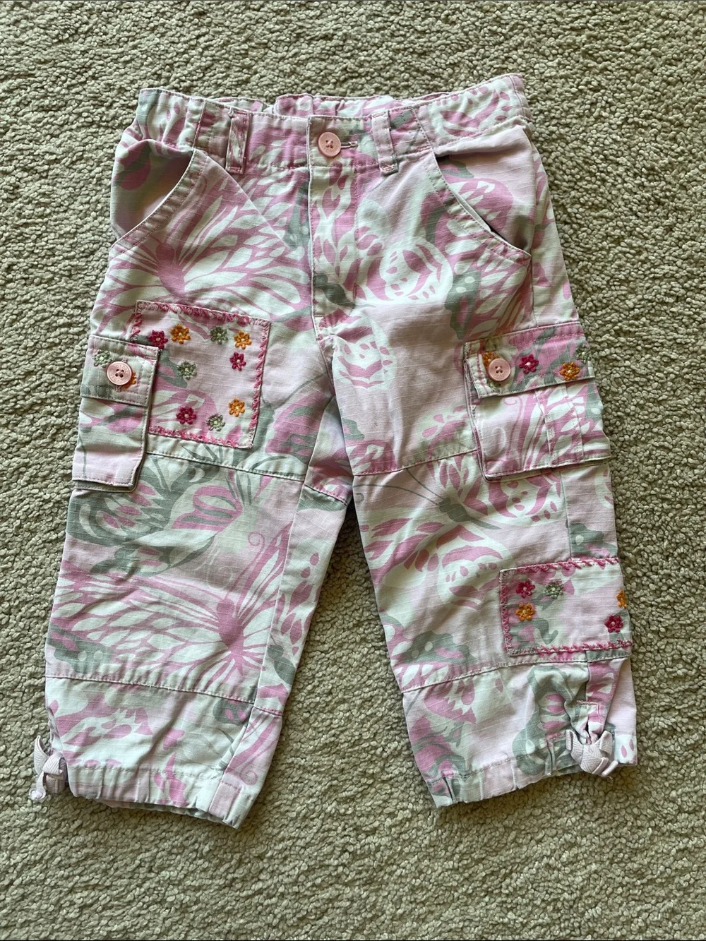 GAP Girls Pink Floral Cargo Pants, NWT Navy Skort & Gray Top Set 4T Lot Kids